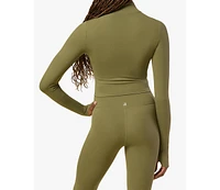 WeWoreWhat Women's Cropped Active Zip-up Jacket