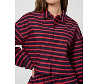 WeWoreWhat Women's Long Sleeve Crop Button Down Shirt