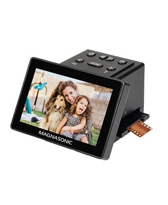 Magnasonic All-in-One 25MP Film Scanner with Large 5" Display & Hdmi, Converts 35mm/126/110/Super 8 Film & 135/126/110 Slides into Digital Photos, Bui
