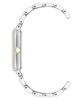 Anne Klein Women's Quartz Rectangular Estate Two-Tone Metal Alloy and Black Dial Watch, 25mm