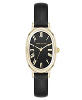 Anne Klein Women's Quartz Oval Polyurethane Leather and Gold-Tone Metal Alloy Watch