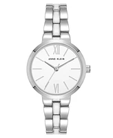 Anne Klein Women's Quartz Modern White Enamel and Silver-Tone Metal Alloy Watch, 30mm