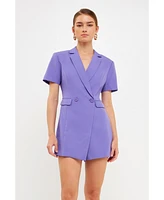 endless rose Women's Short Sleeve Blazer Romper