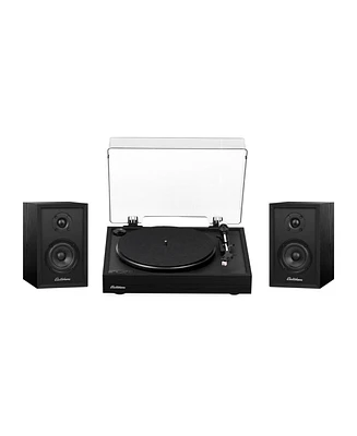 Electrohome Montrose Wireless Upgradable Vinyl Record Player with Berkeley, Powered Bluetooth Bookshelf Speakers, 1" Tweeter & 3" Driver, for Natural