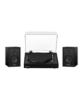 Electrohome Montrose Wireless Upgradable Vinyl Record Player with Berkeley, Powered Bluetooth Bookshelf Speakers, 1" Tweeter & 3" Driver, for Natural