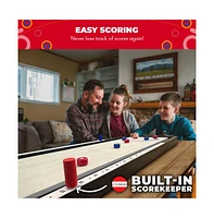 Swooc 2-in-1 Shuffleboard and Curling | 100% Solid Wood Shuffleboard Table (4ft) | With 5+ Games | Board Game Table Top Games