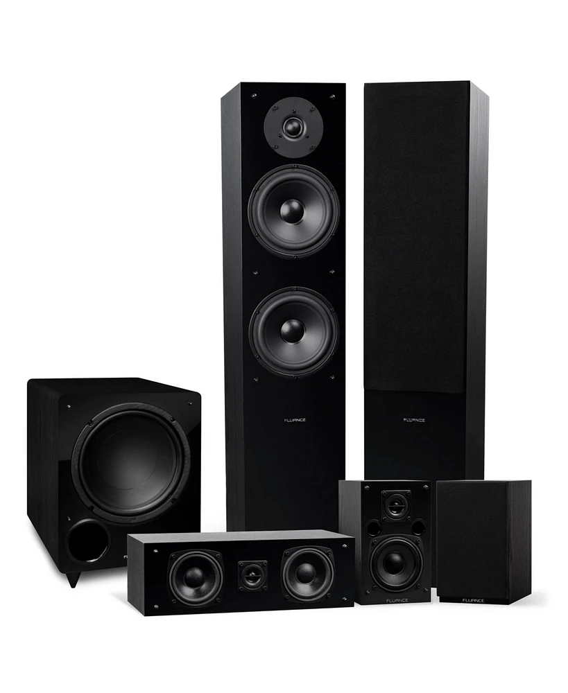 Fluance Elite High Definition Surround Sound Home Theater 5.1 Channel Speaker System including Three-way Floorstanding, Center Channel, Rear