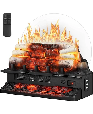 Cowsar 21 Inch Electric Fireplace Heater with Remote Control, Realistic Flame Effect and Ember Bed, Overheat Protection, Adjustable Brightness, Speed,