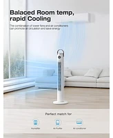 Ltmate Global Inc. Tower Fan with Remote, 46 Inch Oscillating Fan with 24-Hour Timer, Quiet Floor Fan with 3 Modes & 3 Speeds Settings, Sleep Light Of