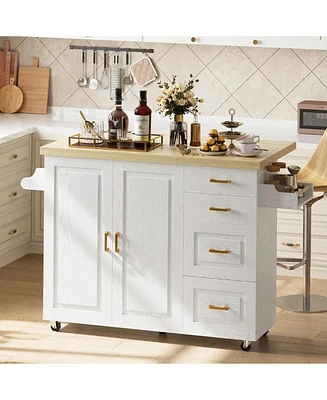 Rolling Kitchen Island Cart on Wheels, 2 Door Storage Cabinet