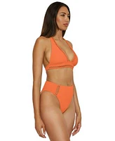 Becca Womens Modern Edge Bikini Top High Waist Bottoms