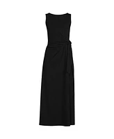 Lands' End Petite Cotton Modal Sleeveless Tie Waist Maxi Dress