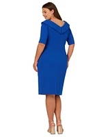 Adrianna Papell Plus Asymmetric-Neck Sheath Dress