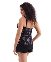 Longitude by Mimi Flamingo Women's Hotel Faux Ruffle Shortini Swimsuit