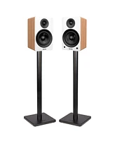 Fluance Ai61 Powered 2-Way 2.0 Stereo Bookshelf Speakers with Speaker Stands 6.5" Drivers 120W Amplifier for Turntable Bluetooth 5 Wireless Music Stre