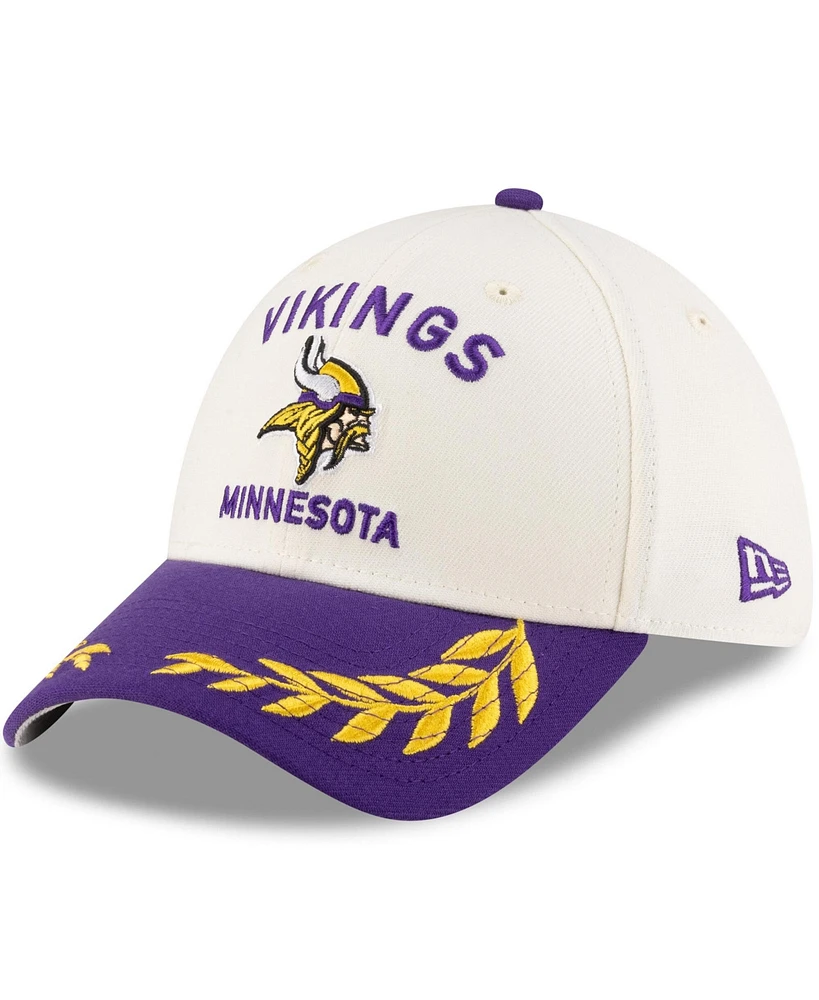 New Era Men's Cream/Purple Minnesota Vikings 2025 Nfl Draft 39THIRTY Flex Hat