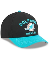 New Era Men's Black/Aqua Miami Dolphins 2025 Nfl Draft 9FORTY A-Frame M-Crown Adjustable Hat