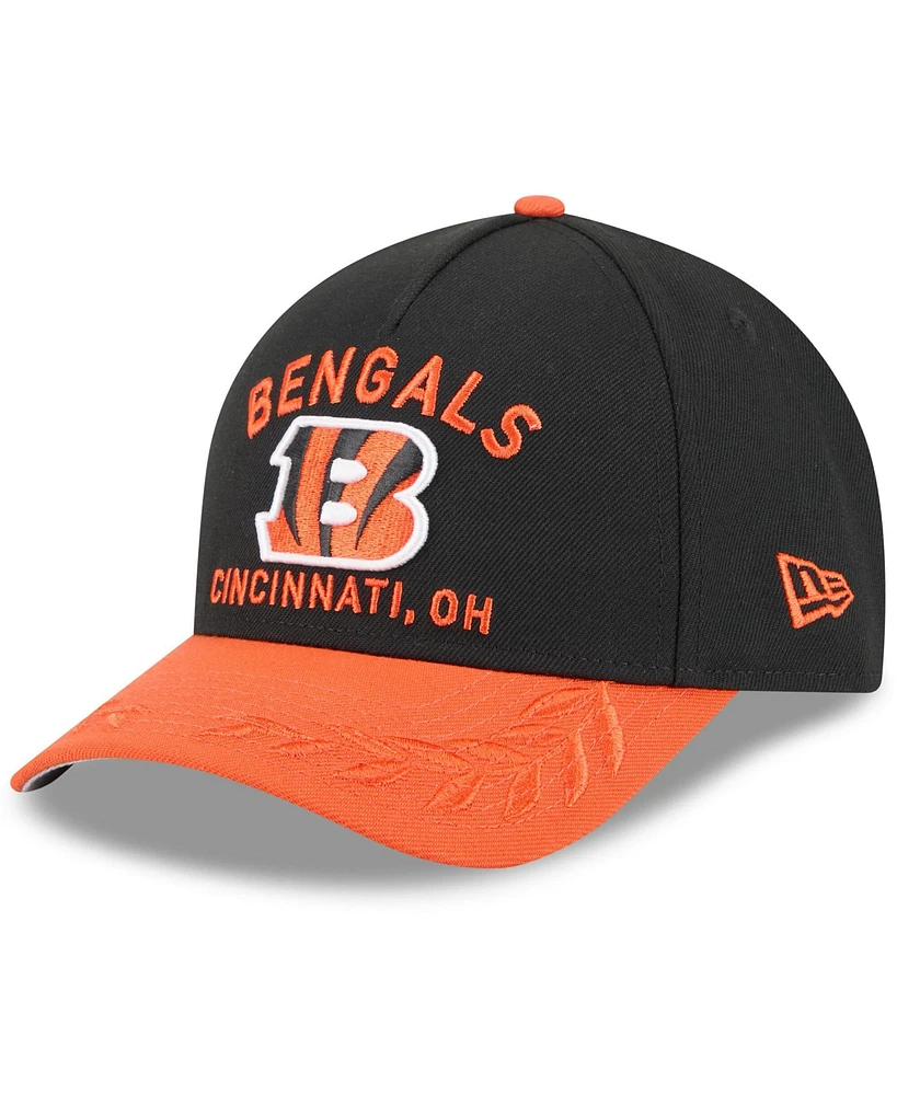New Era Men's Black/Orange Cincinnati Bengals 2025 Nfl Draft 9FORTY A-Frame M-Crown Adjustable Hat