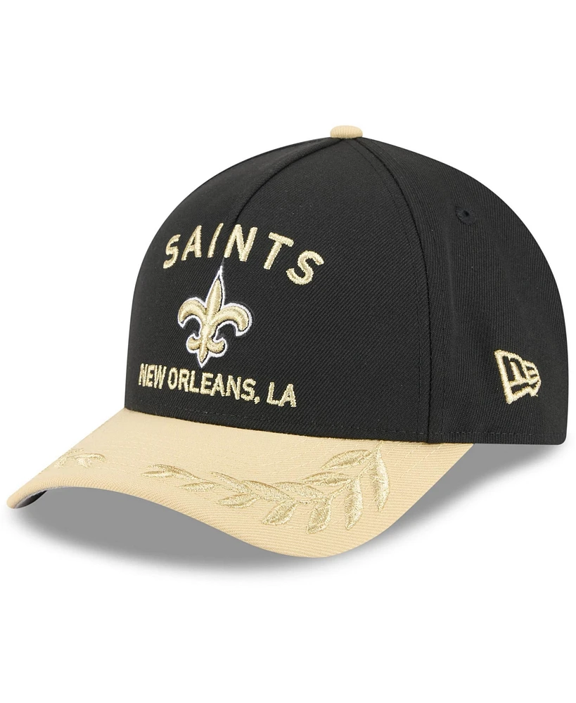 New Era Men's Black/Gold New Orleans Saints 2025 Nfl Draft 9FORTY A-Frame M-Crown Adjustable Hat