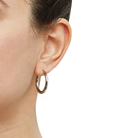Italian Gold Polished Tube Small Hoop Earrings in 14k White Gold, 1"