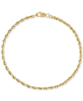Polished Glitter Rope Link Chain Bracelet in 14k Gold