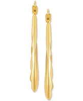 Oval Swirl Texture Polished Medium Hoop Earrings in 14k Gold