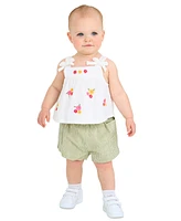 Rare Editions Baby Girls Embroidered Gauze Top & Shorts, 2 Piece Set