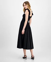Anne Klein Women's Smocked Ruffled-Strap Midi Dress