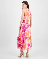 Anne Klein Women's Tiered Floral Halter Maxi Dress