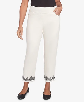 Alfred Dunner Women's Natural Instinct Classic Cuffed Medallion Ankle Pants