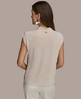 Donna Karan New York Women's Cap Sleeve Satin Cowlneck Top
