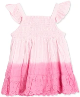 Rare Editions Baby Girls Flutter-Sleeve Ombre Eyelet Dress