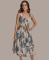 Donna Karan New York Women's Sleeveless Linen-Blend Belted Dress