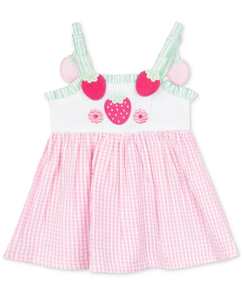 Rare Editions Baby Girls Strawberry Seersucker Dress