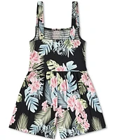 Hurley Big Girls Smocked-Bodice Floral-Print Romper