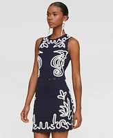 Avec Les Filles Women's Seahorse Embroidery Sleeveless Shell Top