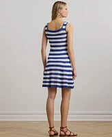 Lauren Ralph Women's Striped Pointelle-Knit Sweater Dress