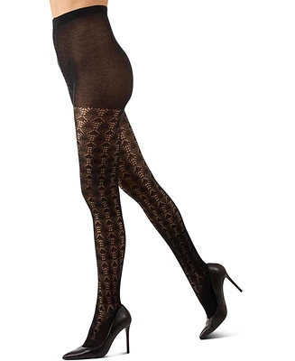 MeMoi Women's Textured Cotton Rich inverted Crochet Fashion Tights MTF08952