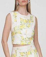 Avec Les Filles Women's Sleeveless Button-Front Top