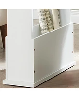 Kings Brand Furniture Zeke Narrow Side Table with Storage Shelf - Modern Sofa End Table, Small Nightstand with Magazine Rack (Lemon Pepper)