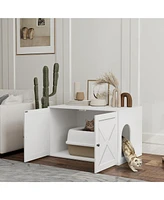 PawHut Cat Litter Box Enclosure, Hidden Litter Box Furniture,