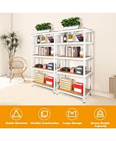 5 Tier Laminated White Metal Shelving Unit Adjustable Garage Storage Utility Rack Heavy Duty Shelves Organization Multipurpose Shelf Warehouse Basemen
