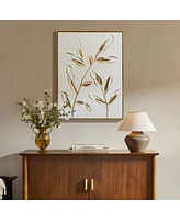 LuxenHome White with Gold Flower Canvas Framed Wall Decor