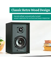 Electrohome Montrose, Upgradable Vinyl Record Player with Berkeley, Powered Bluetooth Bookshelf Speakers, 1" Tweeter & 3" Driver, for Warm Natural Sou