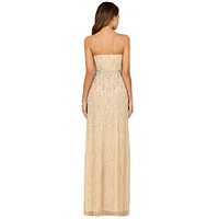 Lara Women's Strapless Beaded Gown with Slit - Outlet