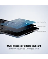 Foldable Bluetooth Keyboard, BK18 Foldable Keyboard with Touchpad and Number Pad, Portable Rechargeable Keyboard
