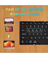Foldable Bluetooth Keyboard, BK05S Folding Wireless Portable Keyboard, Pair Up to 4 Devices, Usb-c Rechargeable, Slim and Compact