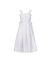 Hope & Henry Women's Organic Smocked Ruffle Shoulder Sundress