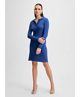 Isaac Mizrahi Women's Ruffle Collar Sweater Henley Dress