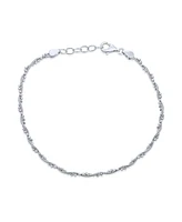 Bling Jewelry Twisted Bead Snake Chain Anklet Ankle Bracelet Sterling Silver 9-10"